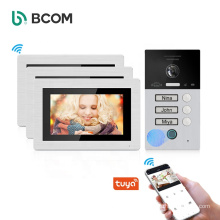 Bcom multi apartment RFID card doorbell camera CAT5/CAT6 cable connection indoor panel interphone with fingerprint